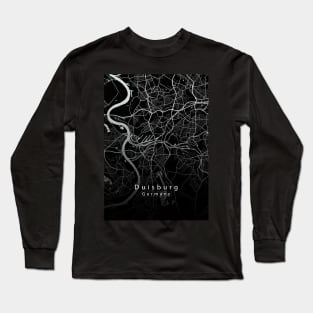 Duisburg Germany City Map dark Long Sleeve T-Shirt